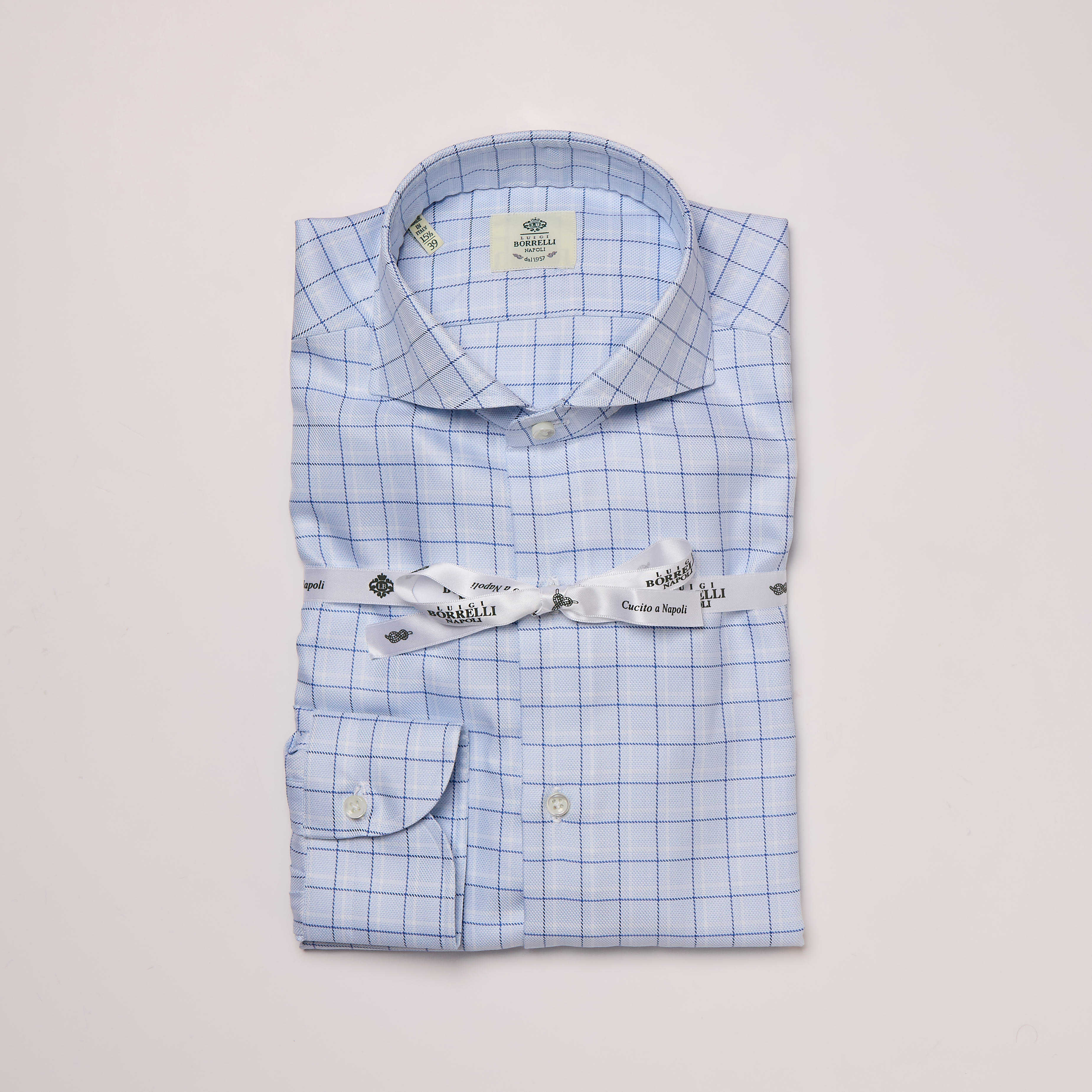 CHECKED OXFORD SHIRT - BLUE - LUIGI BORRELLI - NAPOLI - Luigi